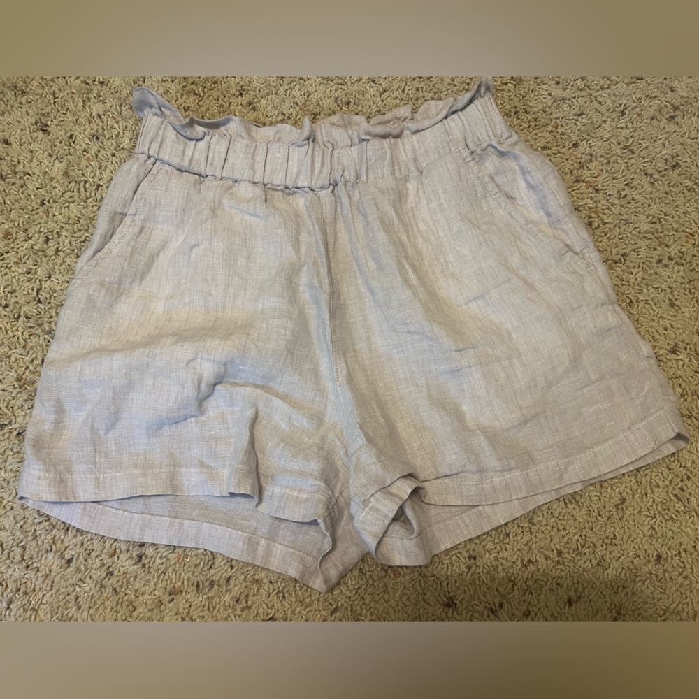 C & C California 100% Linen Shorts Small Elastic Waist Pockets